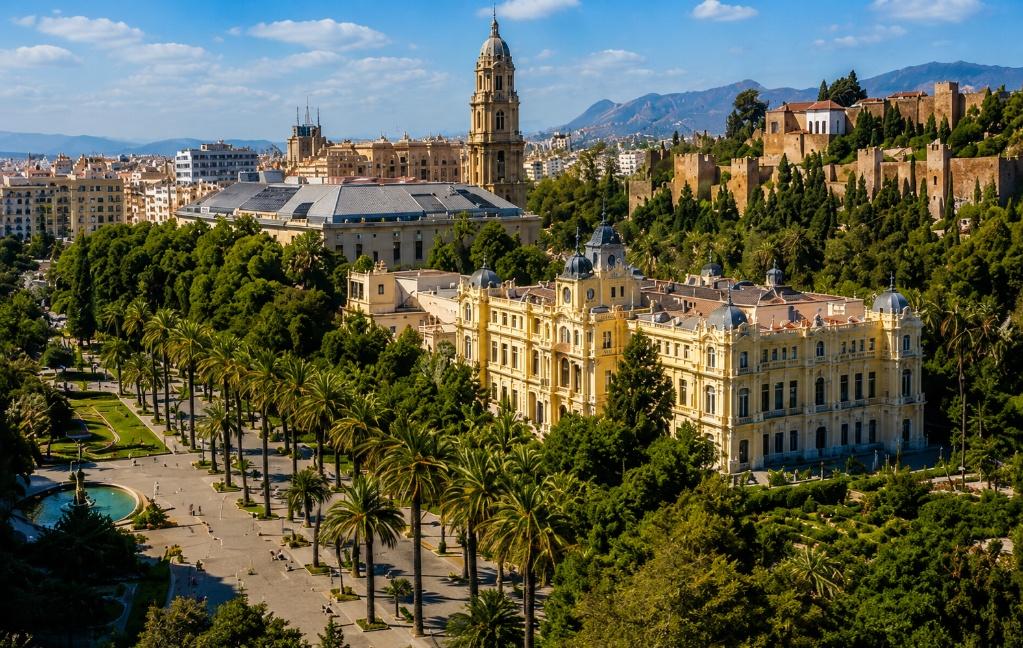 Ayuntamiento de Málaga, la Catedral y la Alcazaba